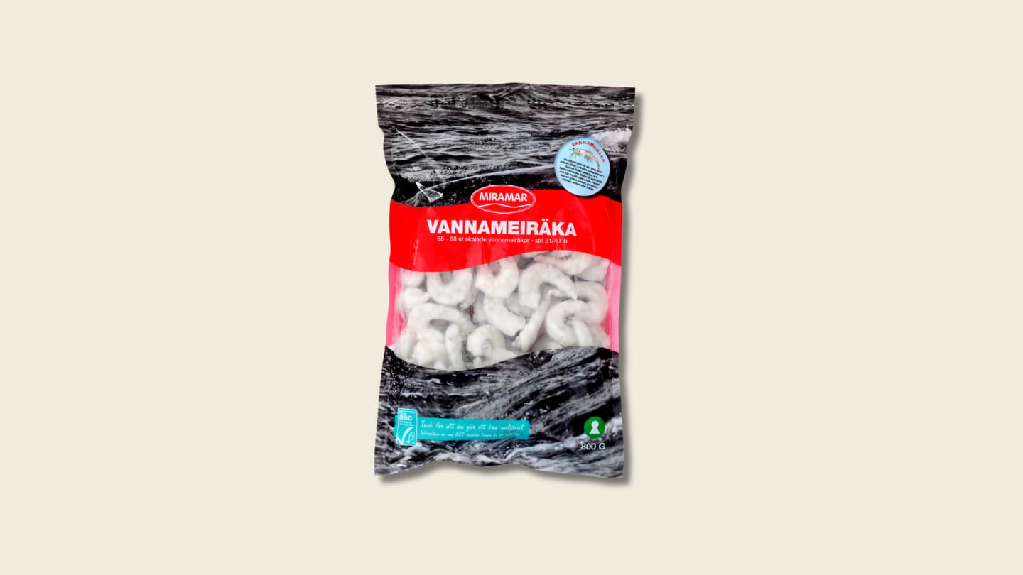 Vannameiräka utan skal 31/40 ASC - fryst
