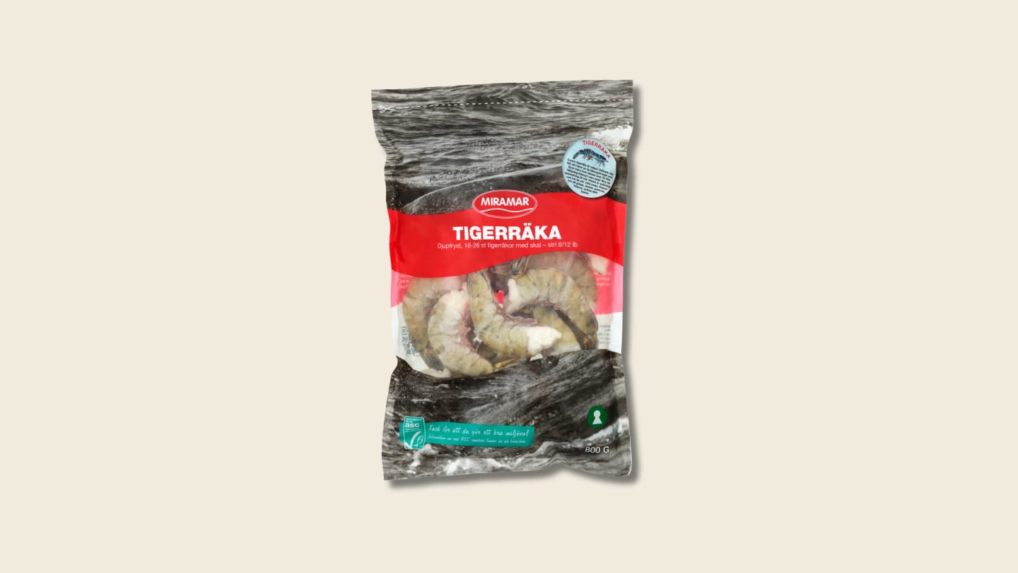 Tigerräka med skal 8/12 ASC - fryst