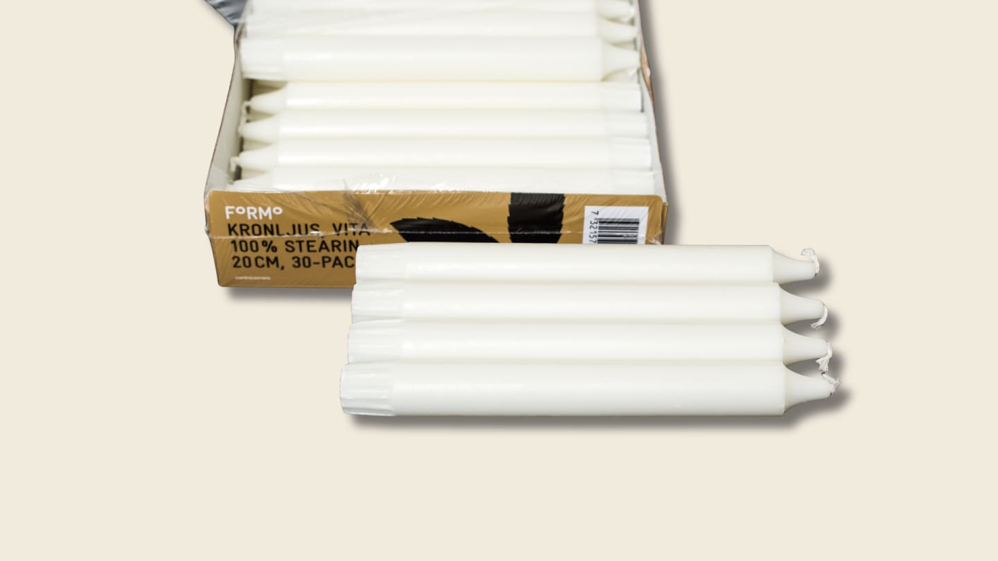 Kronljus vit stearin 20 cm