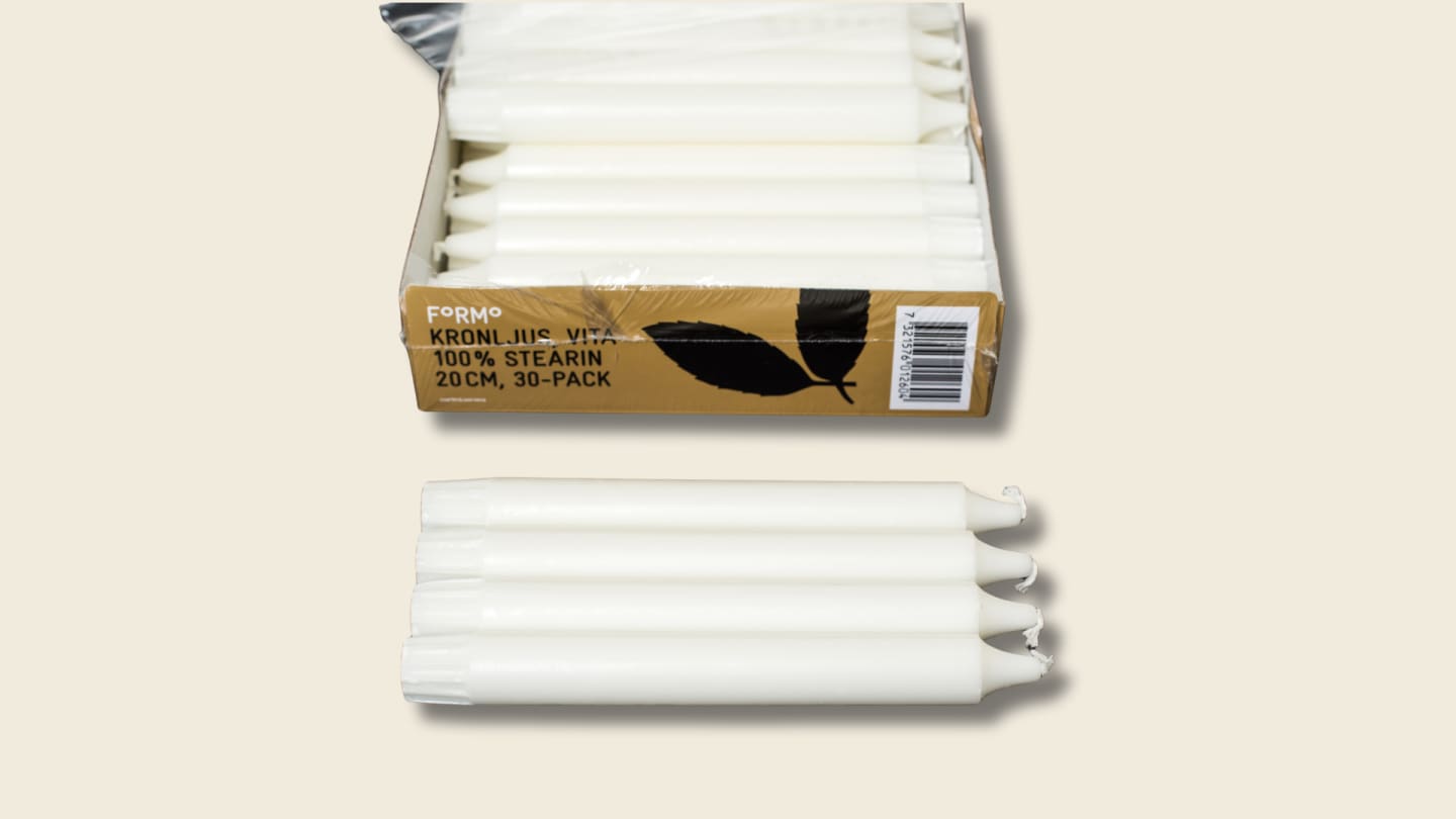 Kronljus 20 cm vit stearin